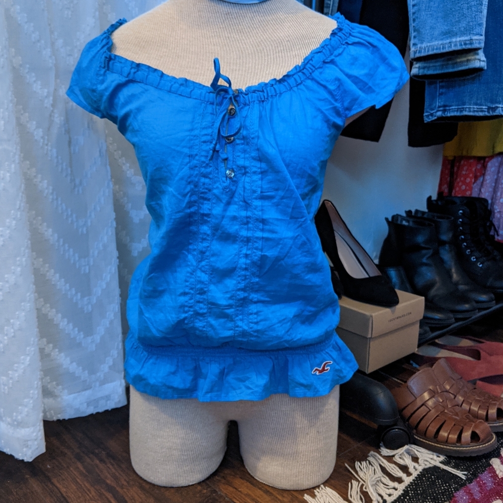 NWT Hollister Betty Blue cinch blouse - Picture 2 of 7